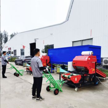 Wheat straw baling and wrapping machine