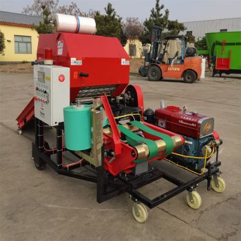 Diesel Engine Packing Rice Straw Corn Silage Grass Wrapper Round Roll Hay Baler Machine