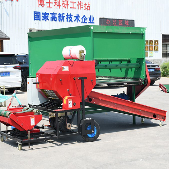 Wheat straw baling and wrapping machine